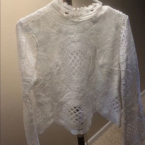 White long bell sleeve top